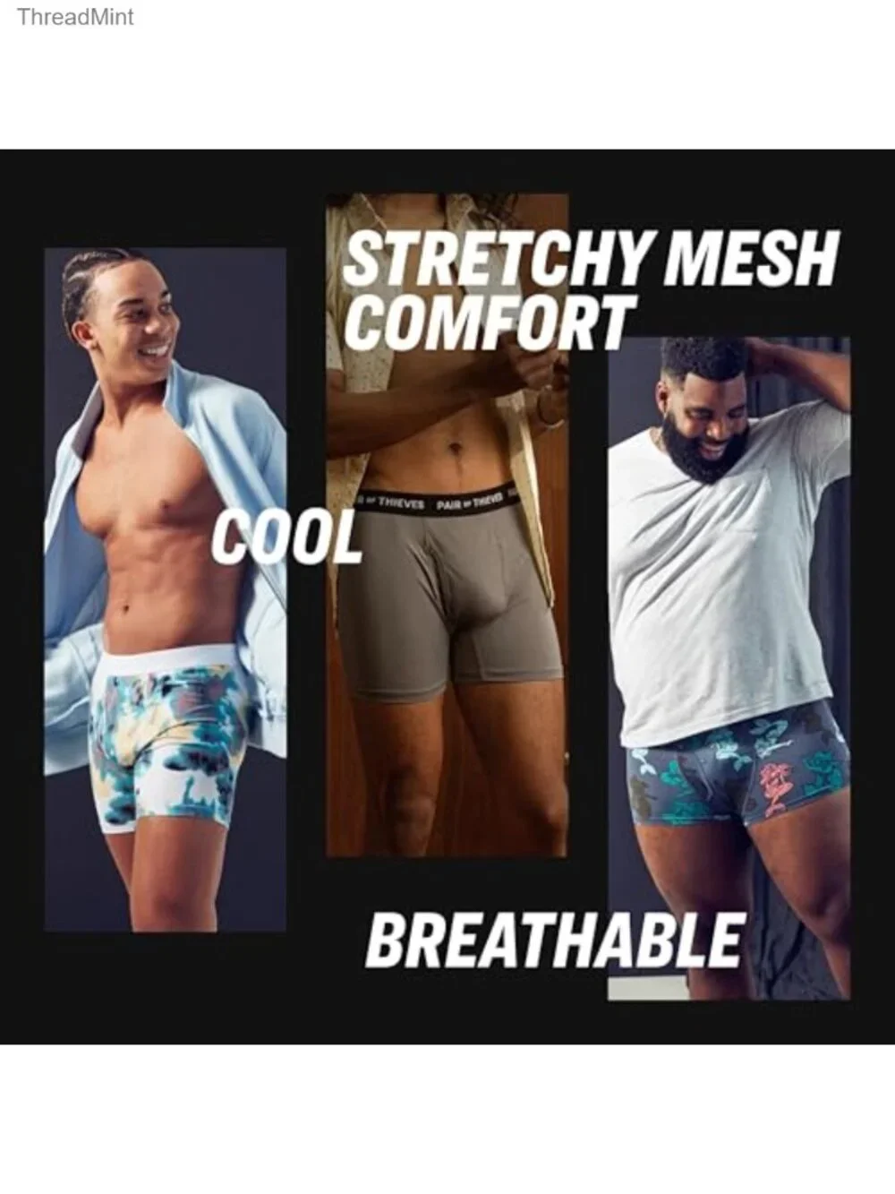 Men's Boxer Briefs Soft Breathable Quick-Dry 4-Way Stretch 3-Pack
